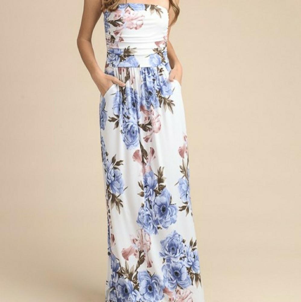 Strapless Floral Maxi Dress